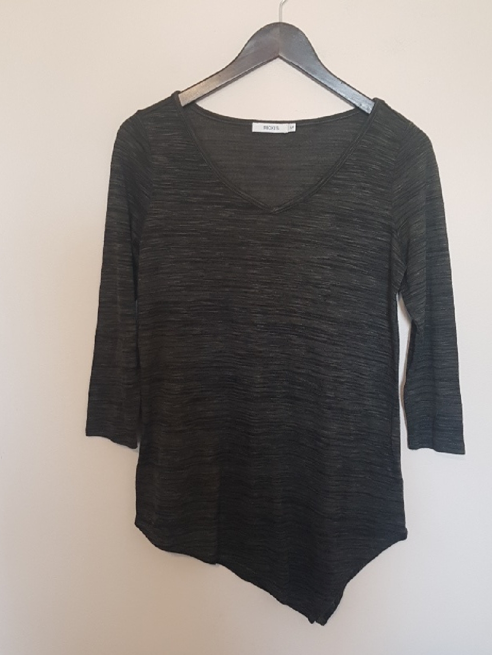 Reitmans Forest Green Heather V-Neck Long Sleeve Asymmetric Tunic